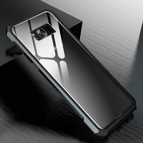 Luxury Aluminum Metal Frame Mirror Cover Case 360 Degrees M01 for Samsung Galaxy S8 Plus Black