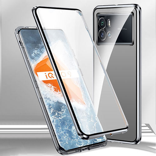 Luxury Aluminum Metal Frame Mirror Cover Case 360 Degrees M01 for Vivo iQOO 9 5G Silver
