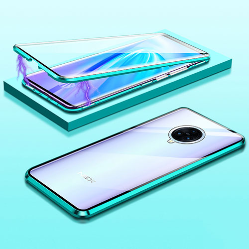 Luxury Aluminum Metal Frame Mirror Cover Case 360 Degrees M01 for Vivo Nex 3 5G Green