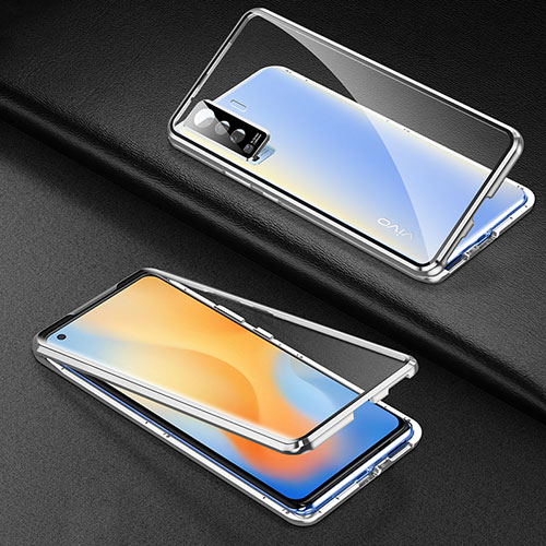 Luxury Aluminum Metal Frame Mirror Cover Case 360 Degrees M01 for Vivo X50 5G Silver