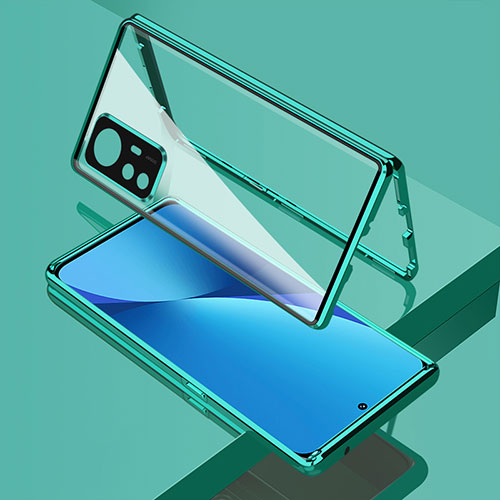 Luxury Aluminum Metal Frame Mirror Cover Case 360 Degrees M01 for Xiaomi Mi 12S 5G Green