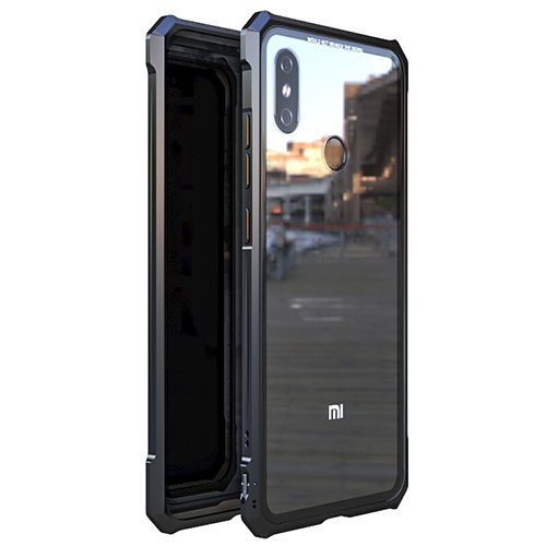 Luxury Aluminum Metal Frame Mirror Cover Case 360 Degrees M01 for Xiaomi Mi 8 Black