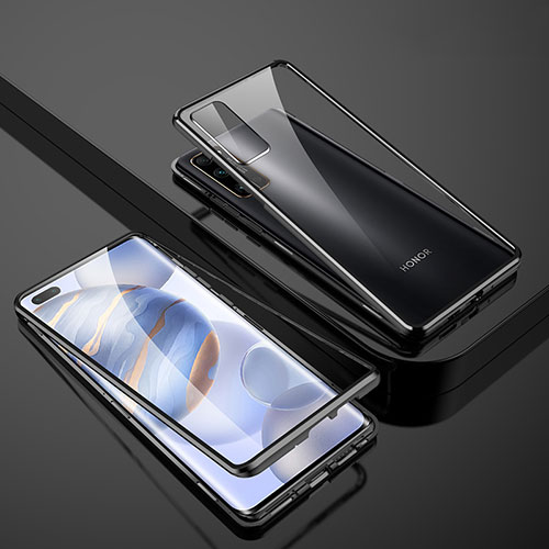 Luxury Aluminum Metal Frame Mirror Cover Case 360 Degrees M02 for Huawei Honor 30 Pro Black