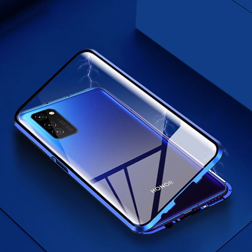 Luxury Aluminum Metal Frame Mirror Cover Case 360 Degrees M02 for Huawei Honor View 30 5G Blue