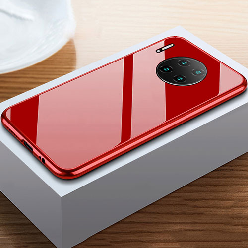 Luxury Aluminum Metal Frame Mirror Cover Case 360 Degrees M02 for Huawei Mate 30 5G Red
