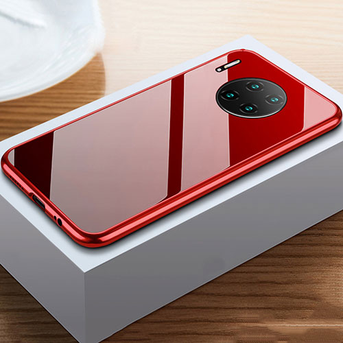 Luxury Aluminum Metal Frame Mirror Cover Case 360 Degrees M02 for Huawei Mate 30 Pro 5G Red Wine