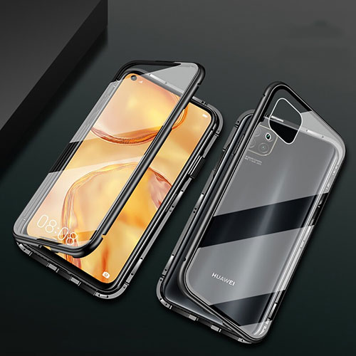 Luxury Aluminum Metal Frame Mirror Cover Case 360 Degrees M02 for Huawei Nova 6 SE Black