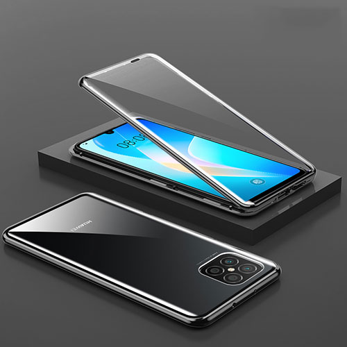 Luxury Aluminum Metal Frame Mirror Cover Case 360 Degrees M02 for Huawei Nova 8 SE 5G Black