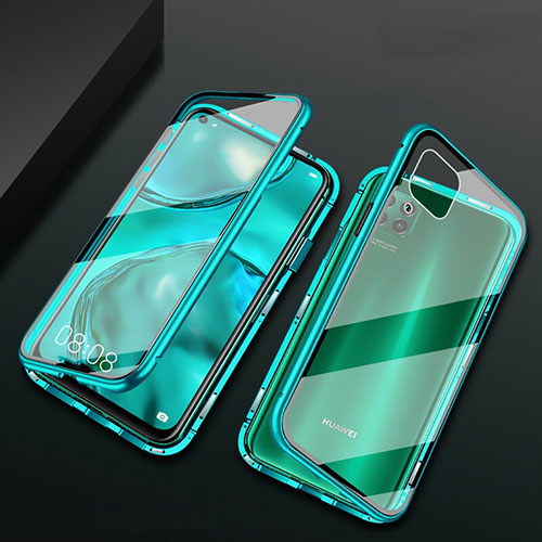Luxury Aluminum Metal Frame Mirror Cover Case 360 Degrees M02 for Huawei P40 Lite Green