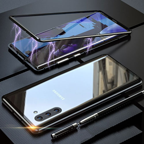 Luxury Aluminum Metal Frame Mirror Cover Case 360 Degrees M02 for Samsung Galaxy Note 10 5G Black
