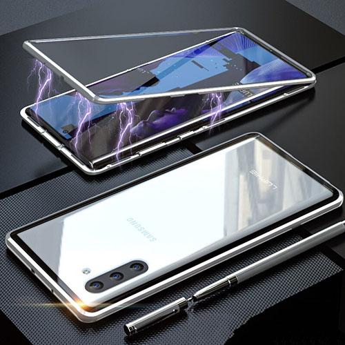 Luxury Aluminum Metal Frame Mirror Cover Case 360 Degrees M02 for Samsung Galaxy Note 10 5G Silver
