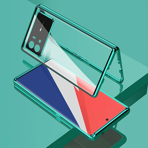 Luxury Aluminum Metal Frame Mirror Cover Case 360 Degrees M02 for Vivo iQOO 9 5G Green