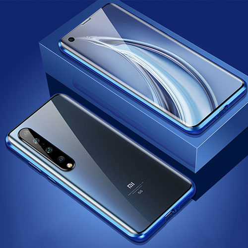 Luxury Aluminum Metal Frame Mirror Cover Case 360 Degrees M02 for Xiaomi Mi 10 Pro Blue