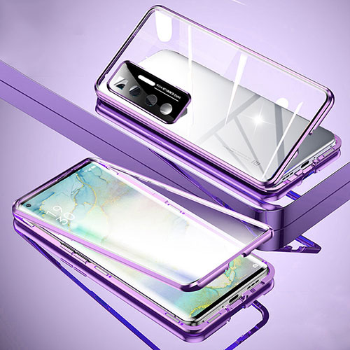 Luxury Aluminum Metal Frame Mirror Cover Case 360 Degrees M02 for Xiaomi Mi 10 Ultra Clove Purple