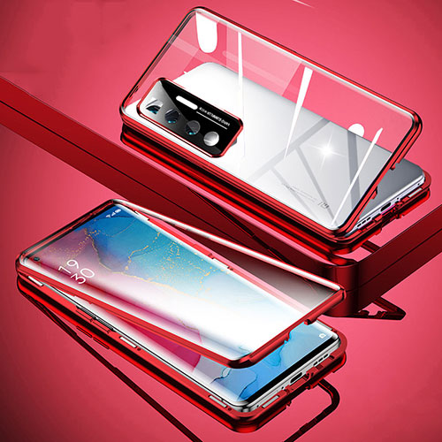 Luxury Aluminum Metal Frame Mirror Cover Case 360 Degrees M02 for Xiaomi Mi 10 Ultra Red