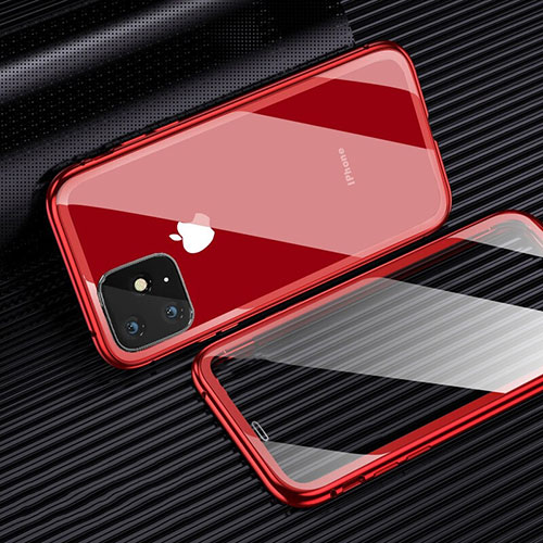 Luxury Aluminum Metal Frame Mirror Cover Case 360 Degrees M03 for Apple iPhone 11 Pro Red