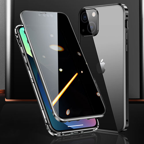 Luxury Aluminum Metal Frame Mirror Cover Case 360 Degrees M03 for Apple iPhone 14 Black