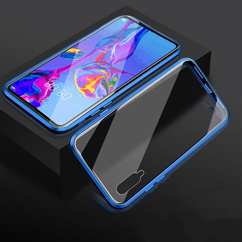 Luxury Aluminum Metal Frame Mirror Cover Case 360 Degrees M03 for Huawei Honor 9X Pro Blue