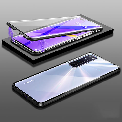 Luxury Aluminum Metal Frame Mirror Cover Case 360 Degrees M03 for Huawei Nova 7 Pro 5G Black