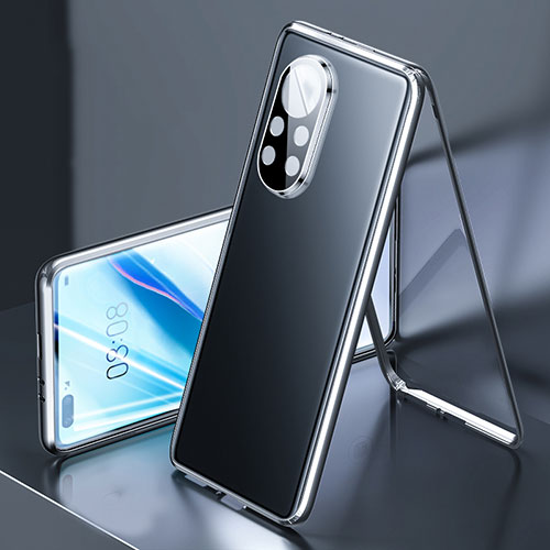 Luxury Aluminum Metal Frame Mirror Cover Case 360 Degrees M03 for Huawei Nova 8 Pro 5G Black