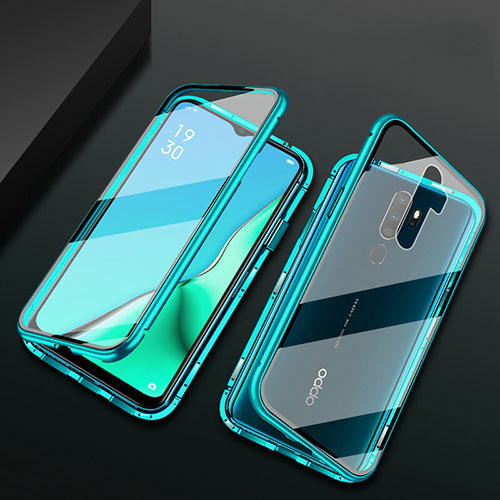 Luxury Aluminum Metal Frame Mirror Cover Case 360 Degrees M03 for Oppo A11 Green