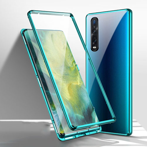 Luxury Aluminum Metal Frame Mirror Cover Case 360 Degrees M03 for Oppo Find X2 Pro Green