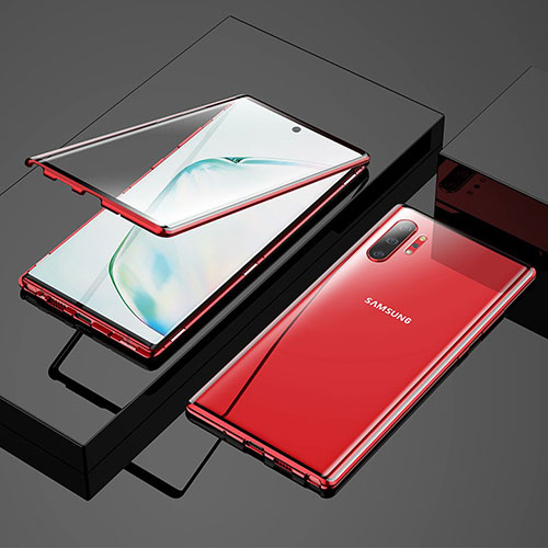 Luxury Aluminum Metal Frame Mirror Cover Case 360 Degrees M03 for Samsung Galaxy Note 10 Plus 5G Red