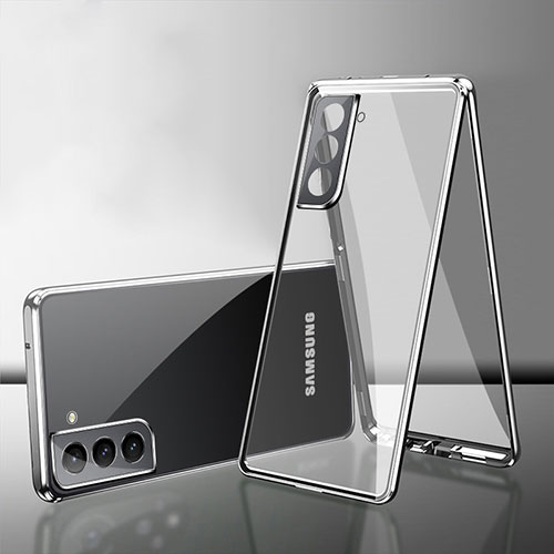 Luxury Aluminum Metal Frame Mirror Cover Case 360 Degrees M03 for Samsung Galaxy S21 5G Silver