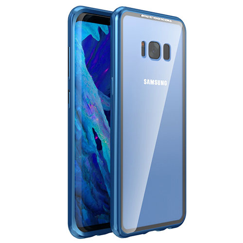 Luxury Aluminum Metal Frame Mirror Cover Case 360 Degrees M03 for Samsung Galaxy S8 Blue