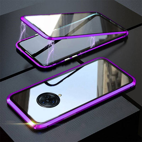 Luxury Aluminum Metal Frame Mirror Cover Case 360 Degrees M03 for Vivo Nex 3 Purple