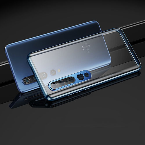Luxury Aluminum Metal Frame Mirror Cover Case 360 Degrees M03 for Xiaomi Mi 10 Pro Blue