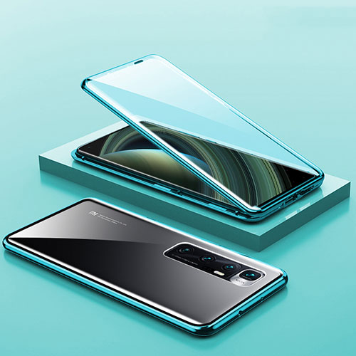 Luxury Aluminum Metal Frame Mirror Cover Case 360 Degrees M03 for Xiaomi Mi 10 Ultra Cyan