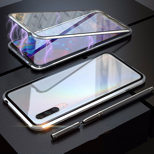Luxury Aluminum Metal Frame Mirror Cover Case 360 Degrees M03 for Xiaomi Mi A3 Silver