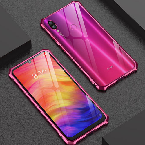 Luxury Aluminum Metal Frame Mirror Cover Case 360 Degrees M03 for Xiaomi Redmi Note 7 Pro Red