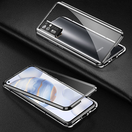Luxury Aluminum Metal Frame Mirror Cover Case 360 Degrees M04 for Huawei Honor 30 Black