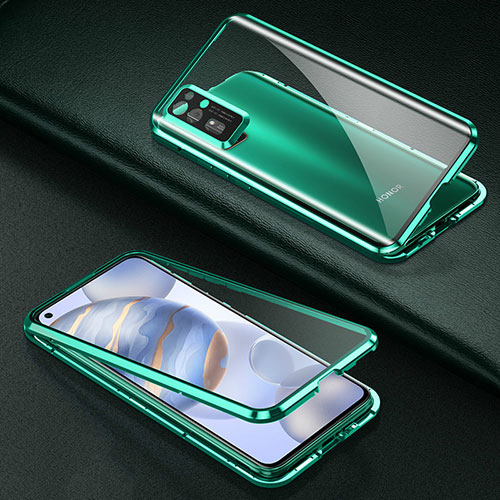 Luxury Aluminum Metal Frame Mirror Cover Case 360 Degrees M04 for Huawei Honor 30 Green