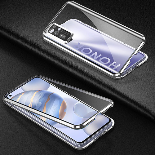 Luxury Aluminum Metal Frame Mirror Cover Case 360 Degrees M04 for Huawei Honor 30 Silver