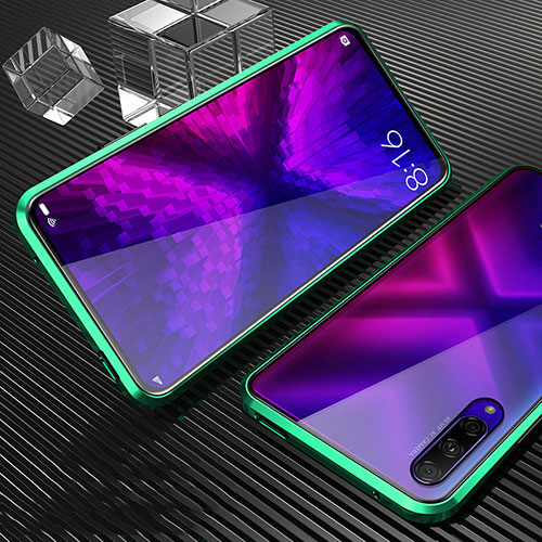 Luxury Aluminum Metal Frame Mirror Cover Case 360 Degrees M04 for Huawei Honor 9X Pro Green
