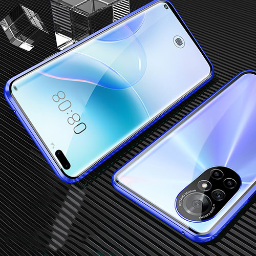 Luxury Aluminum Metal Frame Mirror Cover Case 360 Degrees M04 for Huawei Nova 8 Pro 5G Blue