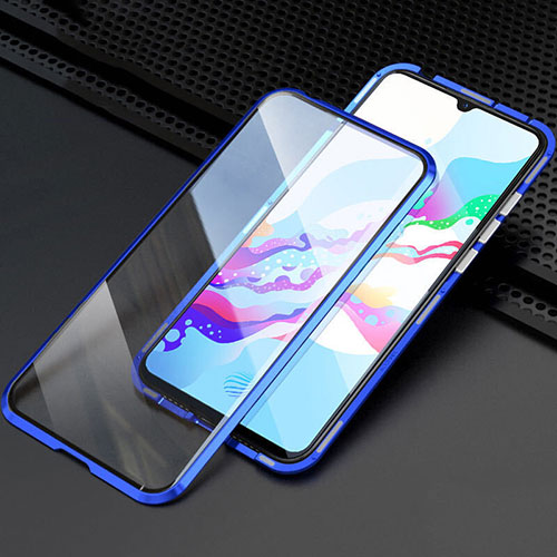 Luxury Aluminum Metal Frame Mirror Cover Case 360 Degrees M04 for Oppo A5 (2020) Blue