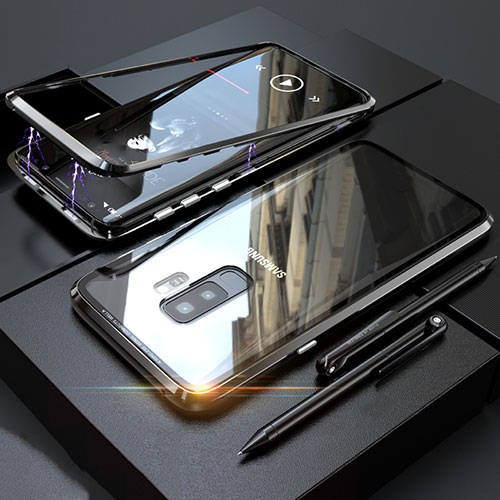 Luxury Aluminum Metal Frame Mirror Cover Case 360 Degrees M04 for Samsung Galaxy S9 Plus Black