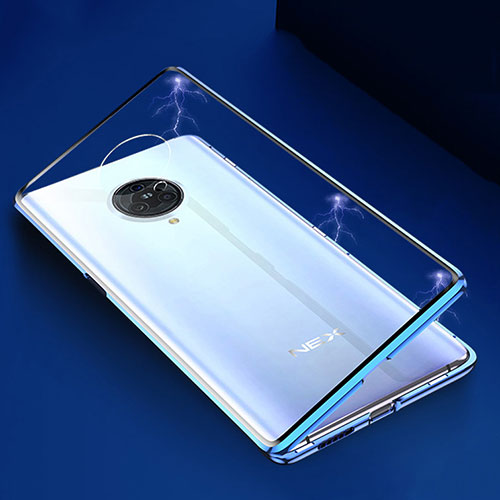 Luxury Aluminum Metal Frame Mirror Cover Case 360 Degrees M04 for Vivo Nex 3 Blue