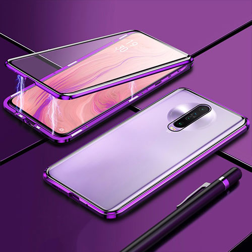 Luxury Aluminum Metal Frame Mirror Cover Case 360 Degrees M04 for Xiaomi Redmi K30i 5G Purple
