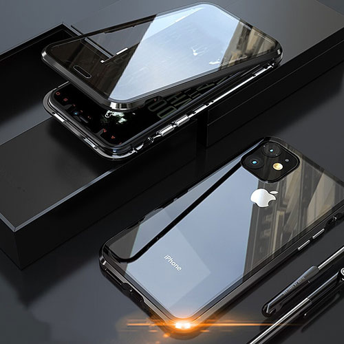 Luxury Aluminum Metal Frame Mirror Cover Case 360 Degrees M05 for Apple iPhone 11 Pro Max Black