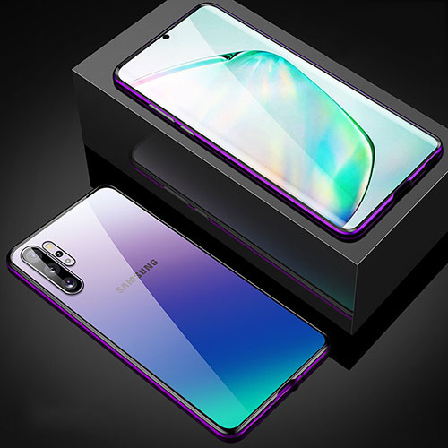 Luxury Aluminum Metal Frame Mirror Cover Case 360 Degrees M05 for Samsung Galaxy Note 10 Plus 5G Purple