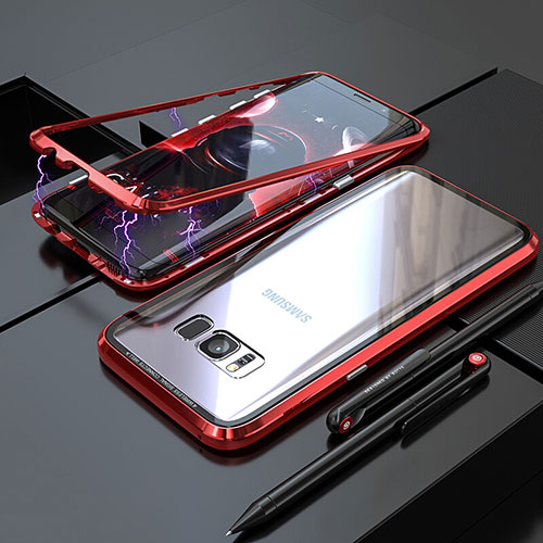 Luxury Aluminum Metal Frame Mirror Cover Case 360 Degrees M05 for Samsung Galaxy S8 Red