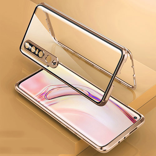 Luxury Aluminum Metal Frame Mirror Cover Case 360 Degrees M06 for Xiaomi Mi 10 Pro Gold