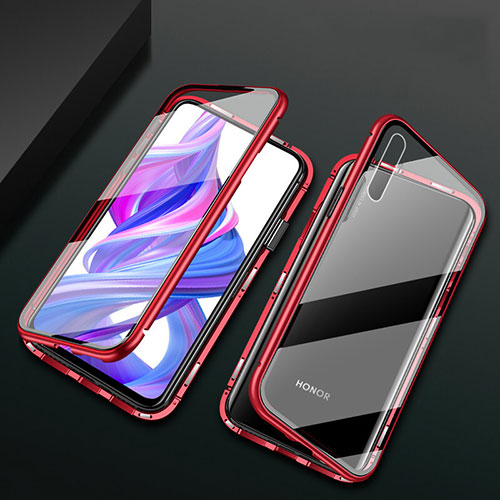 Luxury Aluminum Metal Frame Mirror Cover Case 360 Degrees M07 for Huawei Y9s Red