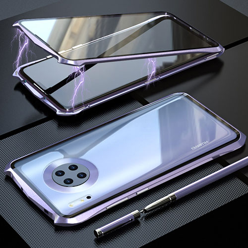 Luxury Aluminum Metal Frame Mirror Cover Case 360 Degrees M08 for Huawei Mate 30E Pro 5G Purple