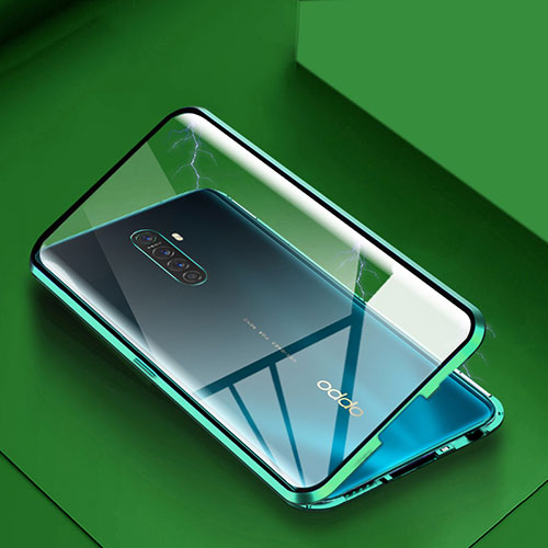 Luxury Aluminum Metal Frame Mirror Cover Case 360 Degrees M09 for Realme X2 Pro Green